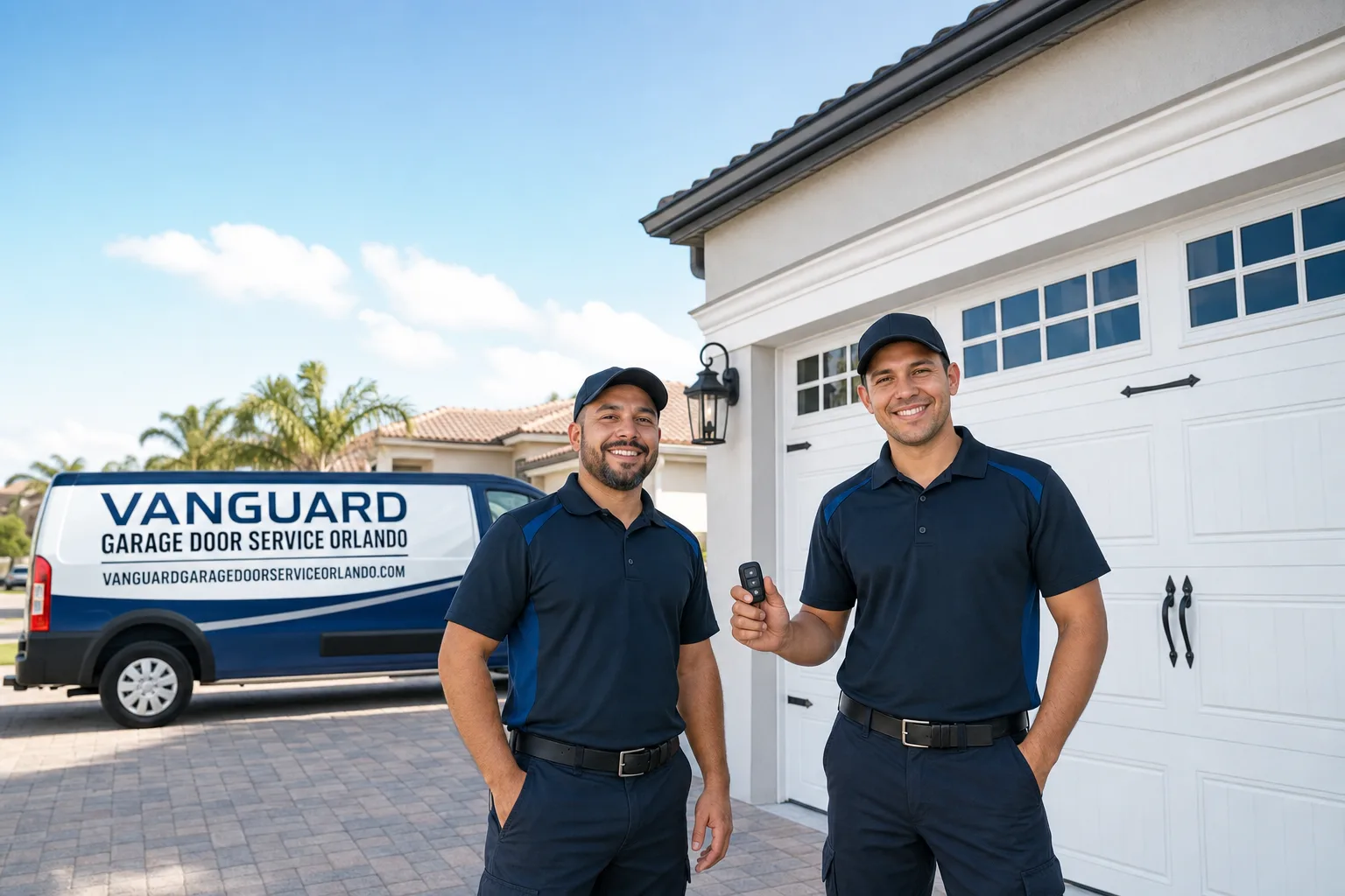 Vanguard Garage Door Service Orlando service vehicle and crew in Orlando, FL